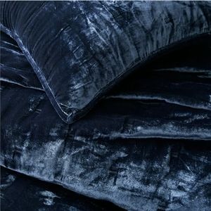 Blue velvet West Elm Queen Duvet & matching standard shams
